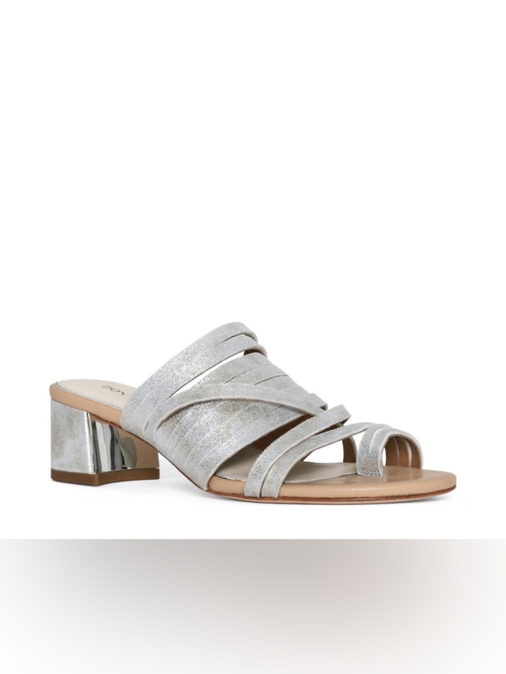 New Donald Pliner Marlow Sandal Strappy Leather 9.5 Silver